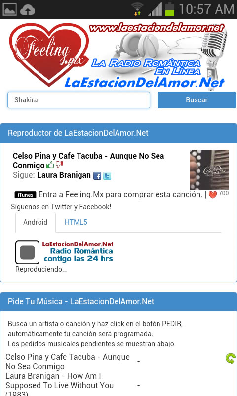 Esc&uacute;chanos  cualquier hora desde tu Android